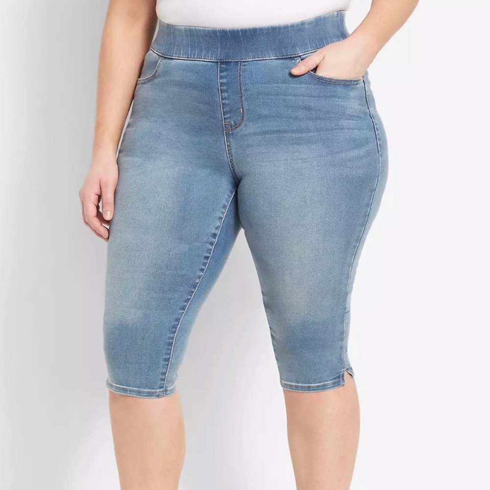 Lane Bryant pull on high rise pedal jegging light wash